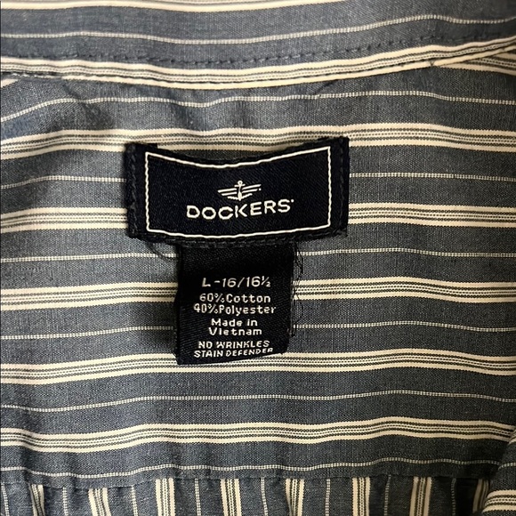 Men’s Dockers Cotton No Wrinkle Button Down Shirt w/Pinstripes, Sz. L 16/16 1/2. - Picture 2 of 7